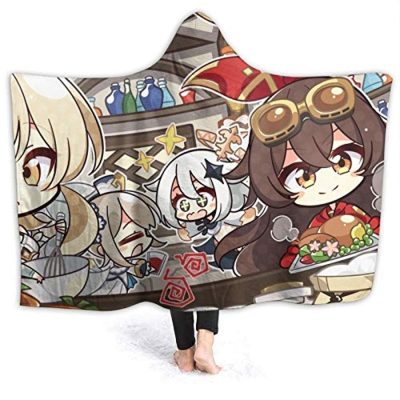 Genshin Chibi Cute Main Character Impact Hooded Blanket