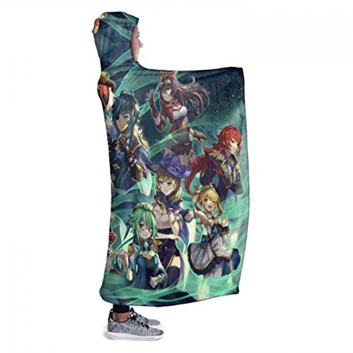 genshin impact hooded blanket lisa kaeya jean amber cozy thick hooded bl 66 - Genshin Impact Store