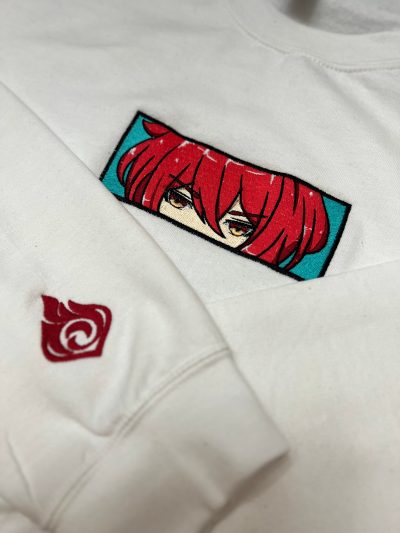 Genshin Impact Diluc Face Boxed Embroidered Crewneck + Sleeve