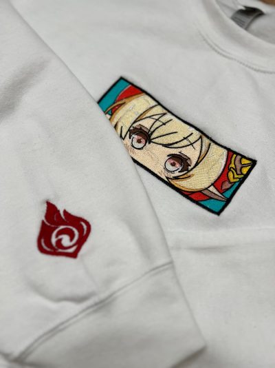 Genshin Impact Klee's Face Boxed Embroidered Crewneck + Sleeve