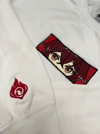 Genshin Impact Amber Face Boxed Embroidered Crewneck + Sleeve