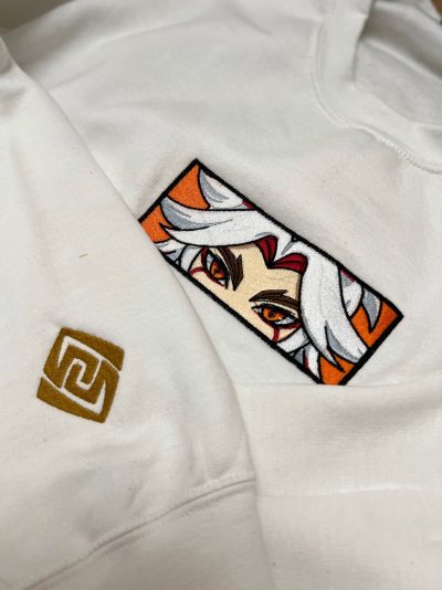 Genshin Impact Arataki Itto Face Boxed Embroidered Crewneck + Sleeve