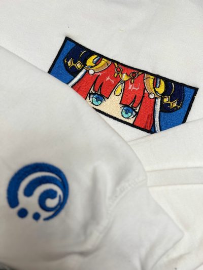 Genshin Impact Nilou’s Face Boxed Embroidered Crewneck + Sleeve