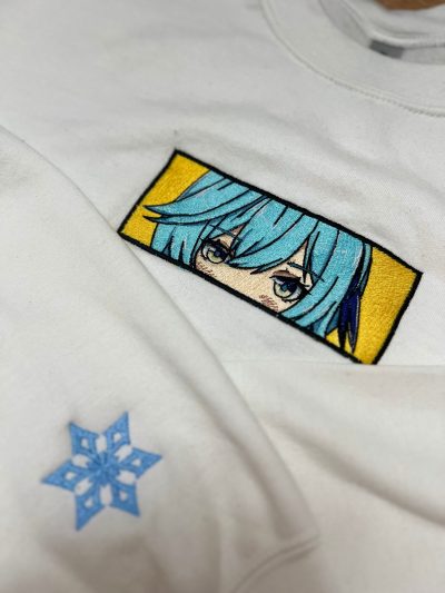Genshin Impact Eula Face Boxed Embroidered Crewneck + Sleeve