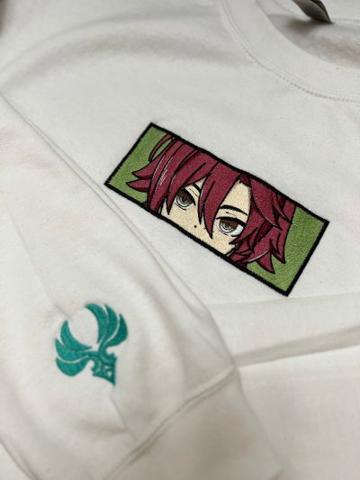 Genshin Impact Heizou Face Boxed Embroidered Crewneck + Sleeve