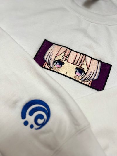 Genshin Impact Kokomi Face Boxed Embroidered Crewneck + Sleeve
