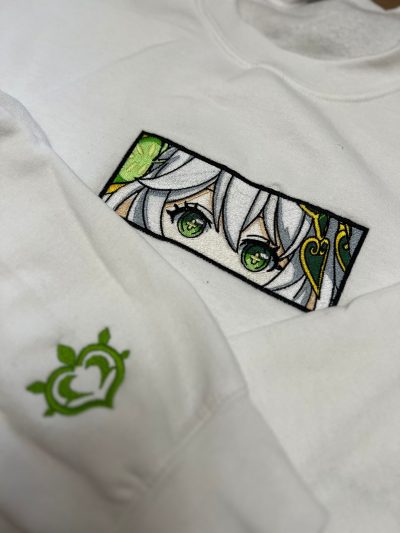 Genshin Impact Nahida's Face Boxed Embroidered Crewneck + Sleeve