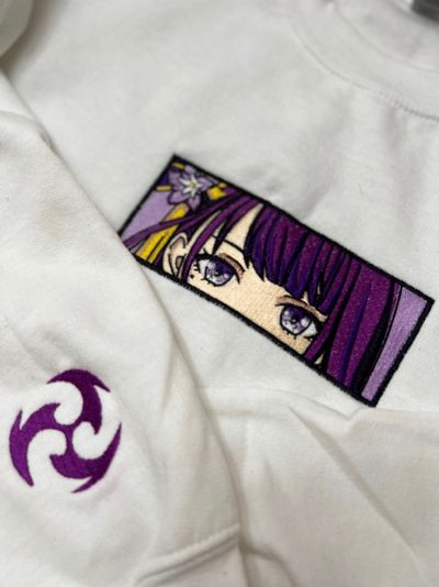 Genshin Impact Raiden Shogun Face Boxed Embroidered Hoodie + Sleeve