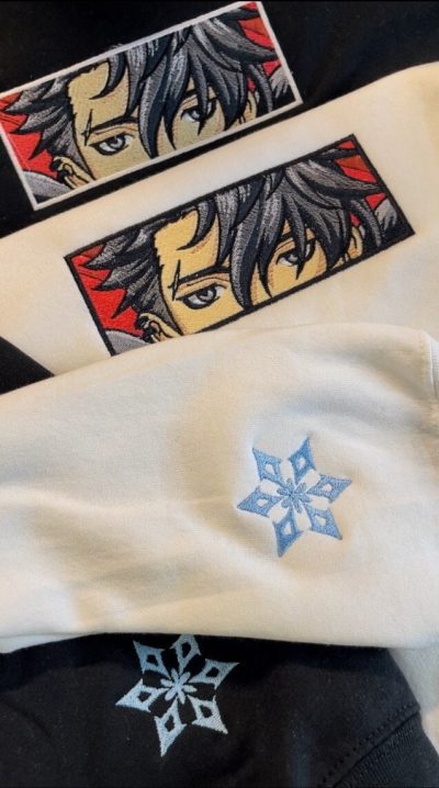Genshin Impact Wriothesley's Face Boxed Embroidered Crewneck + Sleeve