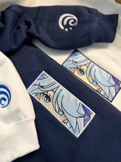 Genshin Impact Furina Face Boxed Embroidered Hoodie + Sleeve