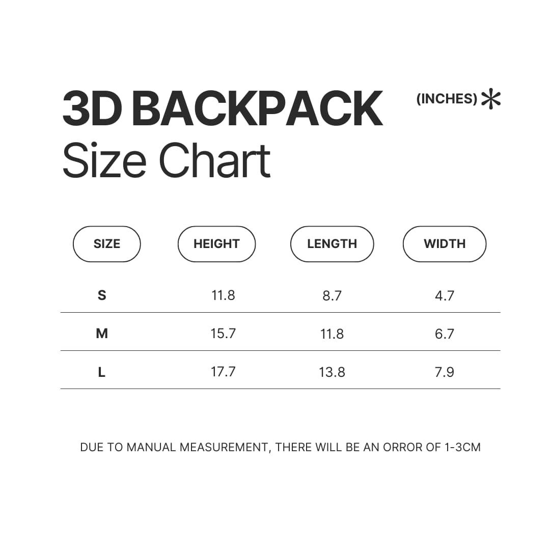 3D Backpack Size Chart - Genshin Impact Store