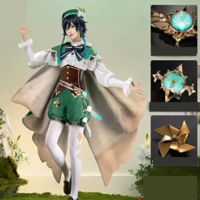 Venti Cosplay Costume Game Genshin Impact Uniform Wig Venti